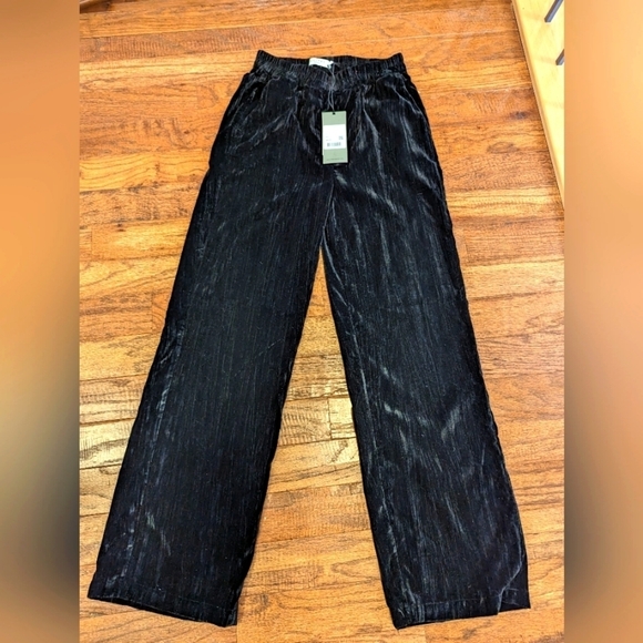 Black Velvet Wide leg Boho pants size XS, by COSTE rebel Europe. New - Picture 2 of 12